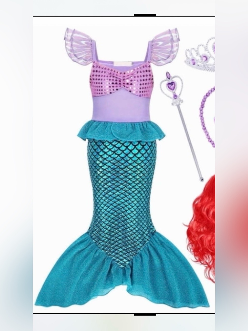 Kids Mermaid Costume Dress in Purple and Teal